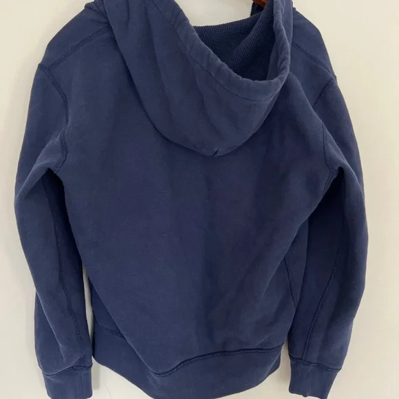 Ralph Lauren Navy Zip-Up Hoodie Small Yellow Polo Logo - Picture 6 of 7